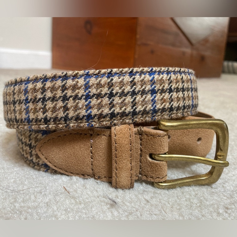 J. Crew Tan Leather And Wool Belt